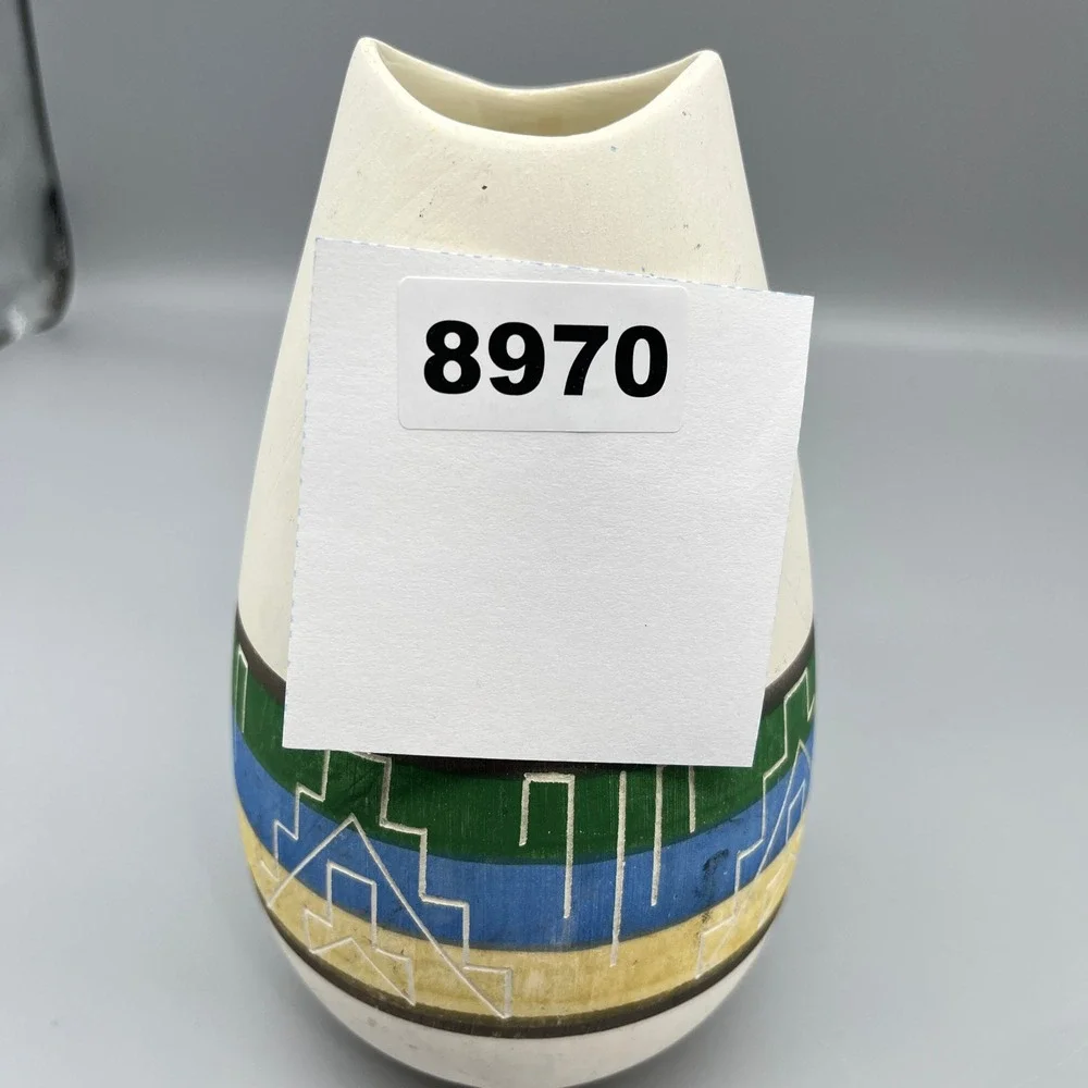 Handmade Ceramic Vase Native American Inspired Southwestern Geometric‎ Design
